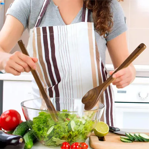 Vista 6 de Cucharas de madera en forma de corazón - Cubertería de cocina de madera en forma de corazón para cocinar con amor, regalos únicos del Día