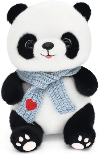 Muñecas de panda de 9.8 pulgadas con bufanda de corazón de amor, juguetes de peluche suaves de animales de peluche, regalos de cumpleaños para Azul