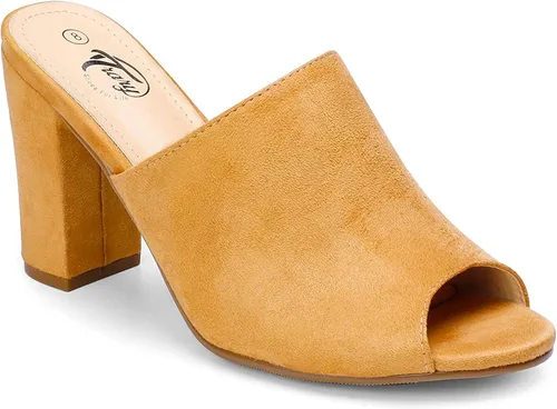Trary Sandalias de tacón para mujer, tacones altos de bloque grueso, sandalias de tacón abierto, sandalias de tacón sin cordones, cómodas,