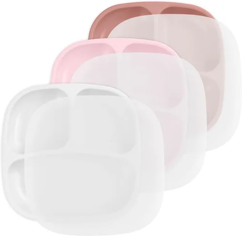 Vista 43 de Re-Play Juego de 3 platos divididos para niños pequeños, platos de pared profunda de 3 compartimentos para niños quisquillosos, aptos para Baya