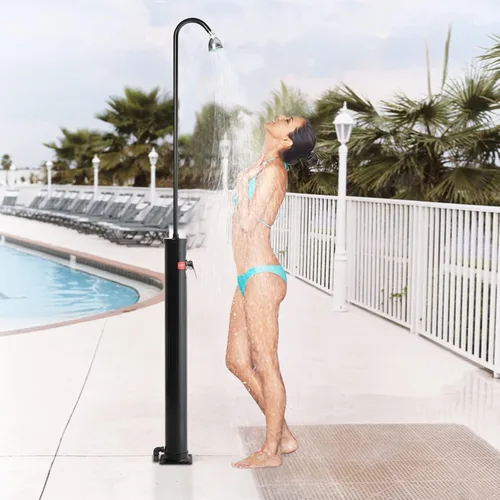 Vista 2 de VINGLI - Regadera solar con calefacción, de 2 secciones con cabezal de ducha, para aire libre, patio trasero, zona de alberca, playa, spa