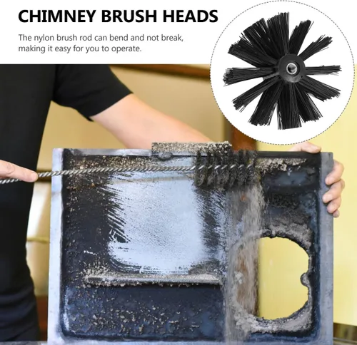 Vista 7 de DOITOOL 2 cabezales de cepillo de chimenea de 4 pulgadas, limpiador de chimenea, limpiador de ventilación, cepillo de limpieza de nailon flexible