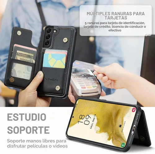 Vista 7 de Vinich Funda tipo cartera para Samsung Galaxy S22 Plus con tarjetero y ranuras de crédito con bloqueo RFID, función atril, a prueba de golpes