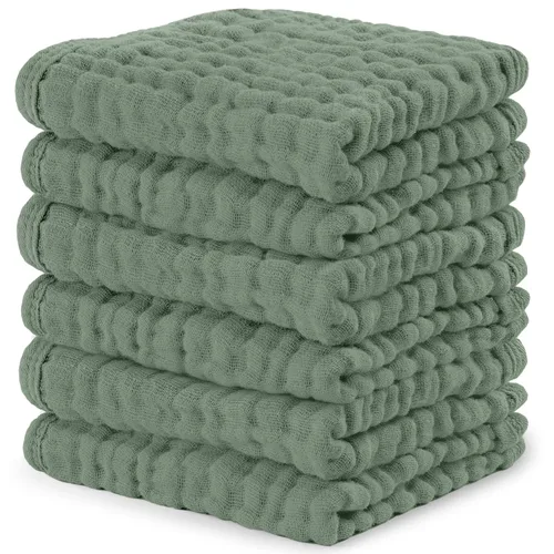 Vista 23 de Comfy Cubs - Juego de paños de muselina para eructos de 20 x 10 pulgadas, paquete de 10, tamaño grande, 6 capas, 100% algodón, absorbentes, seguros