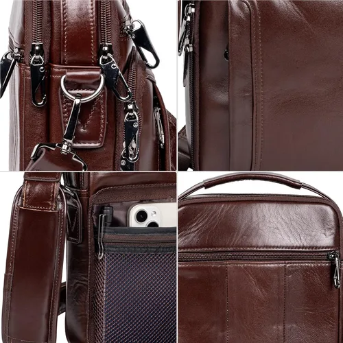 Vista 4 de Leather Small Messenger for Men - Women Shoulder Chest Travel Bag - Crossbody Bag