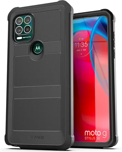 ENCASED Falcon Armor - Funda protectora para Moto G Stylus 5G, funda protectora resistente para teléfono de cuerpo completo (negro)