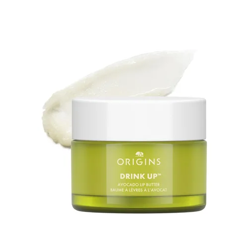 Origins Drink Up Bálsamo labial de aguacate + tratamiento | Rellena y suaviza los labios | Con aceites y mantequillas derivados de plantas, 0.5 onzas