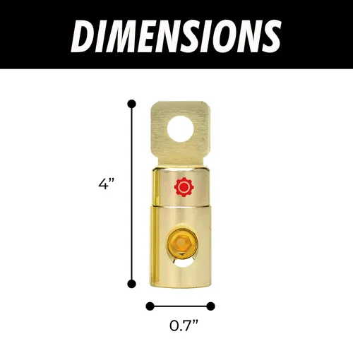 Vista 3 de InstallGear Juego de anillos de oro de calibre 1/0 AWG, terminales de anillo de batería de tornillo - Conector de cable de calibre 1/0 - Terminal