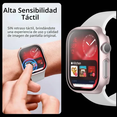 Vista 4 de Juego de 6 fundas para Apple Watch 40 mm SE 2 (2024) Series 6, Series 5, Series 4 con protector de pantalla de vidrio templado, funda protectora
