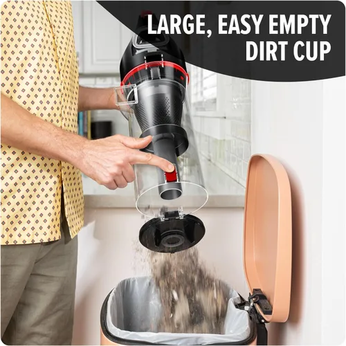 Vista 4 de Dirt Devil Aspiradora vertical multisuperficie de alcance extendido + sin bolsa para alfombras y suelos duros, aspiradoras potentes, ligeras
