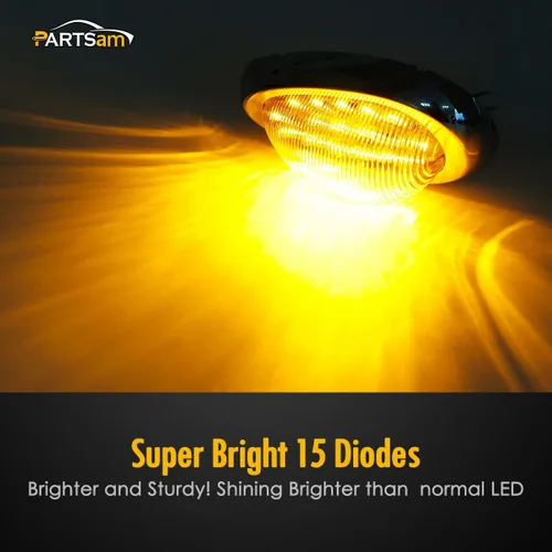 Vista 4 de Partsam 2 marcadores laterales LED de cabina ámbar de 6 pulgadas, luz de giro LED, montaje en superficie, 15 LED de repuesto para Freightliner