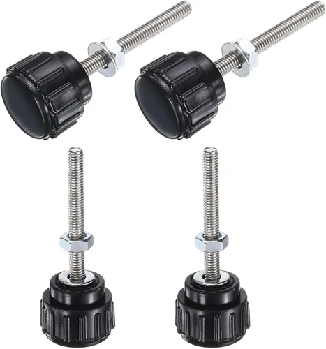 Vista 51 de Uxcell 4 juegos de perillas estriadas con tornillos de pulgar y tuercas, rosca macho métrica M6 x 35 mm, cabeza de plástico de 25 mm, perillas