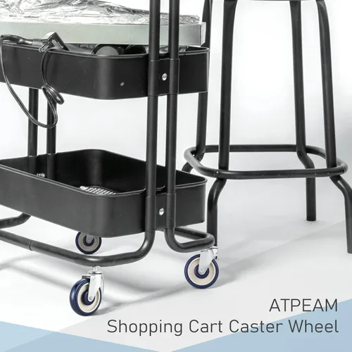 Vista 5 de ATPEAM Rueda giratoria para carrito de compras Ruedas de poliuretano para carrito de compras con herrajes Paquete de 4 ruedas de 5 pulgadas