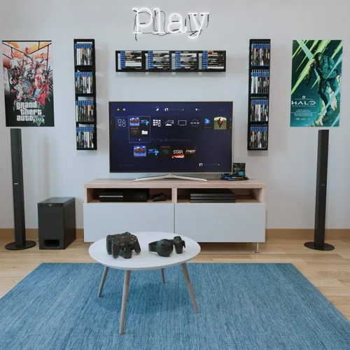 Vista 4 de You Have Space CD DVD Storage Shelf for Wall, 34 Inch Cube Storage Media Shelf and Video Game Organizer, Metal Black Wall Shelf