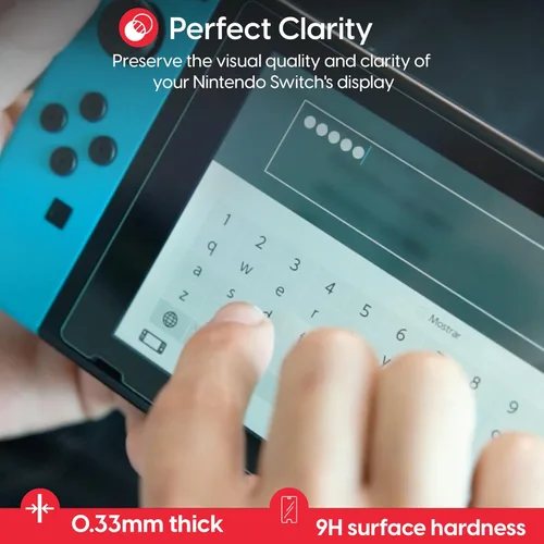 Vista 3 de TalkWorks Nintendo Switch Screen Protector - Scratch, Crack Resistant, Ultra-Thin HD Touchscreen Tempered Glass Cover (Pack of 3)
