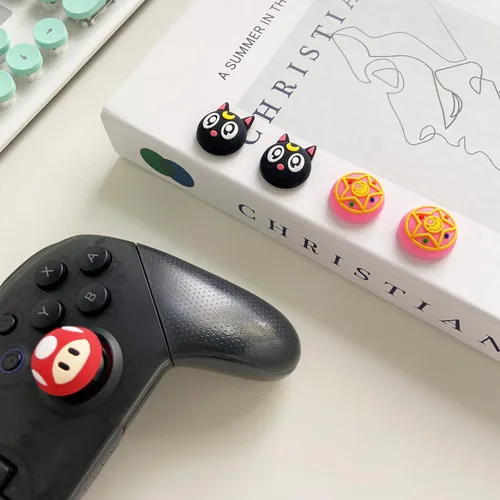 Vista 4 de PERFECTSIGHT Lindas tapas de agarre para el pulgar para PlayStation 45, PS5, PS4, Xbox Series XS, Xbox One, Switch PRO Controller, 4 piezas Kawaii