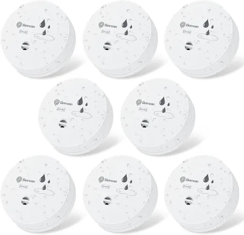 Vista 17 de Geevon Paquete de 2 Detectores de Fugas de Agua, Alarmas de Sensor de Agua de 100dB, Detector de Inundaciones para Sótanos, Baños, Cuartos
