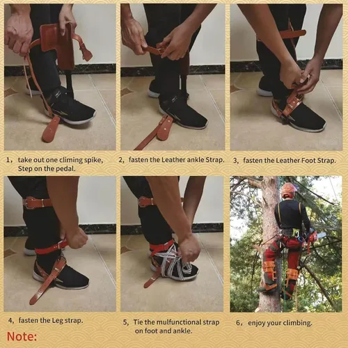 Vista 7 de Tree Climbing Spikes, Tree Climbing Gear with Non-Slip Pedal, Adjustable Tree Climbing Tool Set Naranja