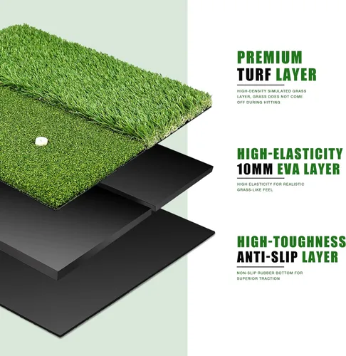 Vista 3 de Premium Golf Hitting Mat, 10mm Foam Padding with Rubber Backing Golf Mat, Golf Practice Mat for Indoor and Outdoor Training