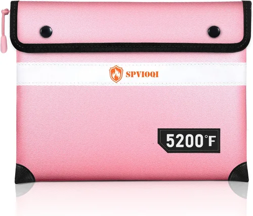Vista 11 de Bolsa de documentos ignífuga mejorada de 5200 °F con aislamiento térmico, bolsa resistente al agua y fuego con cremallera, 8 capas