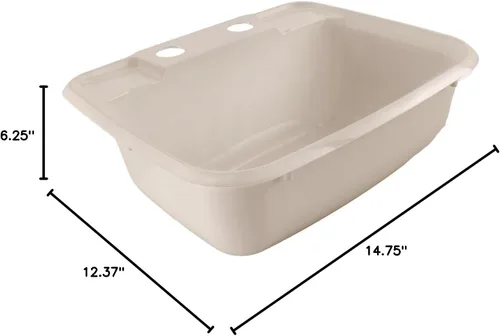 Vista 6 de RecPro Lavabo de Baño Rectangular para RV Lavabo de Tazón Único Fregadero para Autocaravana Plástico (Marrón Arena)