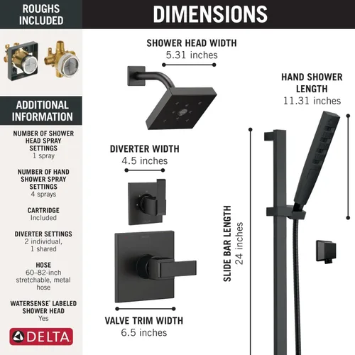 Vista 5 de Delta Faucet Ara - Kit de moldura desviadora de mango de ducha de 3 ajustes, kit de moldura de válvula desviadora cromada, desviador de ducha de 3