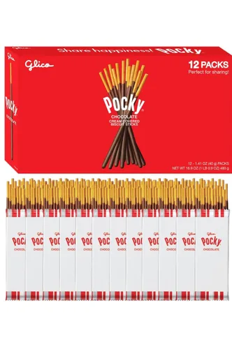 Vista 3 de Palitos de galletas cubiertos de crema de chocolate Pocky 12 sobres 480 gramos de Pocky