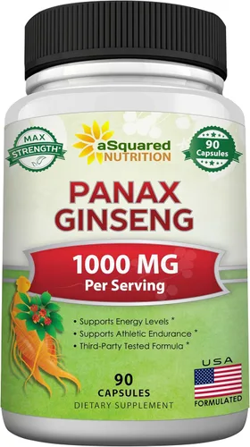 Panax ginseng coreano (1000 mg máxima fuerza) – 90 Cápsulas extracto de raíz complejo (rojo y blanco), alta potencia ginsenosidas en semillas, polvo