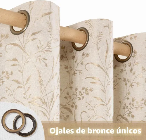 Vista 6 de BGment Cortinas de lino beige para sala de estar de 63 pulgadas de largo, 2 paneles