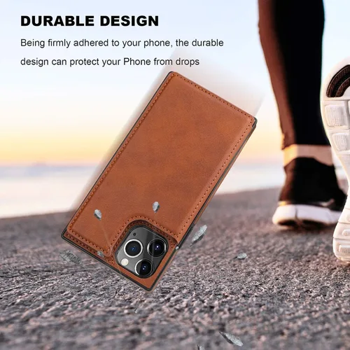 Vista 7 de Bocasal Funda tipo cartera para iPhone 11 Pro con tarjetero para tarjetas de crédito, piel sintética suave premium, función atril, cierre magnético