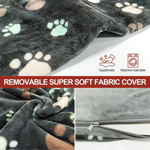 Vista 8 de GOLOPET Almohadilla térmica para gatos redonda de 16 pulgadas, piel exterior impermeable e interruptor de termostato inteligente, cama térmica