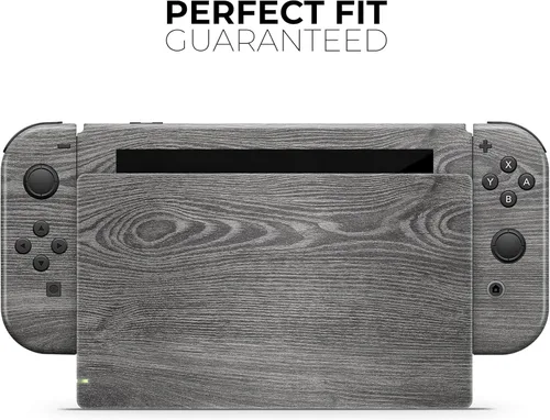Vista 4 de Compatible solo con Nintendo Switch OLED Dock - Calcomanía protectora de vinilo extraíble resistente a los arañazos - Madera gris lisa V2