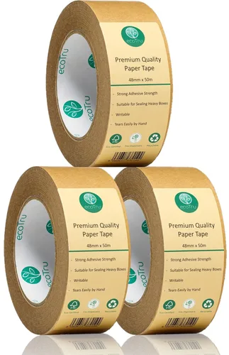 Vista 9 de Cinta de embalaje de papel kraft ultra fuerte, cinta de embalaje marrón resistente para sellado de cajas y cartones, empaque, envío, mudanza