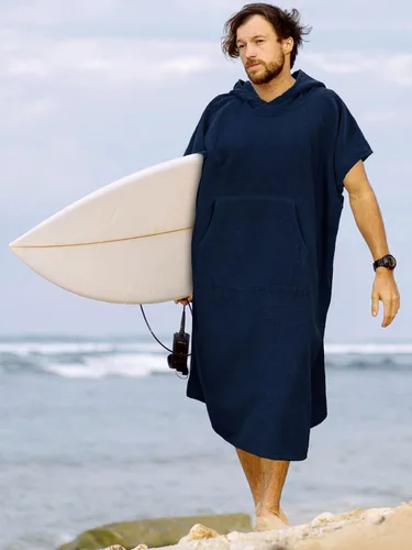 Vista 6 de SUN CUBE Poncho de surf cambiador con capucha Toalla de microfibra absorbente de secado rápido con bolsillo para surfear, hombres y mujeres