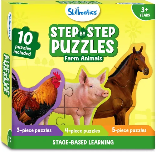 Vista 8 de Skillmatics Rompecabezas Paso a Paso – Rompecabezas de 40 Piezas y Rompecabezas para Niños Pequeños, Animales de Granja, Rellenos de Calcetines