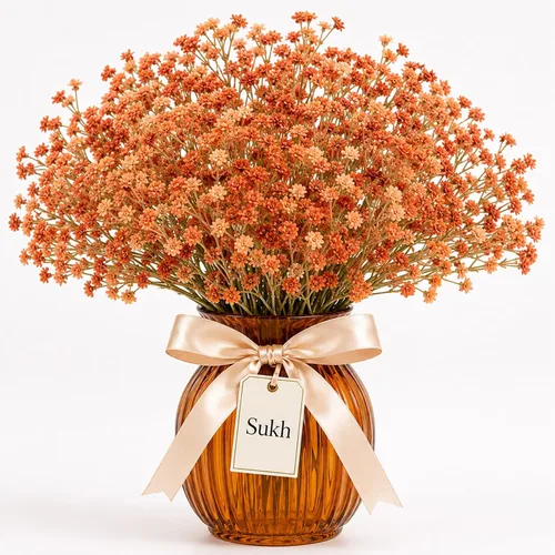 Sukh 10 flores artificiales de aliento de bebé - Gypsophila falsa de otoño Ramo artificial de flores artificiales para el hogar de otoño, Halloween