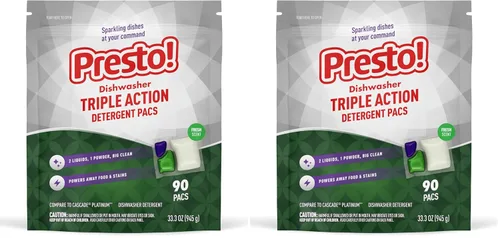 Vista 3 de Marca Yaxa Presto! - Paquete de lavavajillas de triple acción, antimanchas, aroma fresco, 70