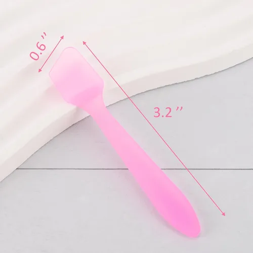 Vista 3 de Tbestmax 300 mini espátulas cosméticas desechables de 3.2 x 0.6 pulgadas, espátulas de plástico, cremas faciales rosadas, espátulas para el cuidado