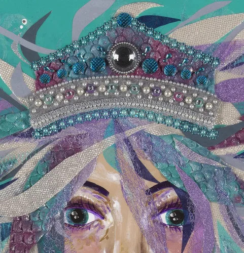 Vista 3 de Susan M. Epperly "Queen Safine" Original Mixed Media Acrylic Painting 24" x 36" x 3" on Canvas