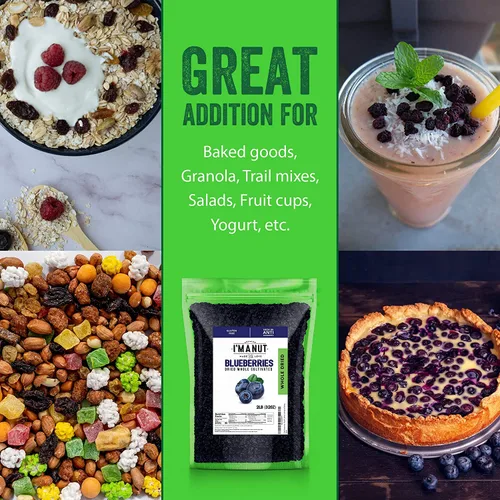 Arándanos secos 1 lb (16 oz) – Sin gluten y sin maní, ligeramente endulzados – Ideal para hornear y aperitivos – Bayas con beneficios