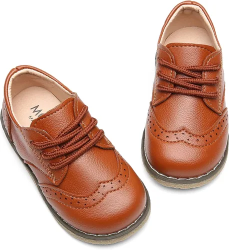 Vista 6 de DADAWEN - Zapatos de vestir para niña con cordones para uniforme de Oxford, cómodos, mocasines (niños pequeños)