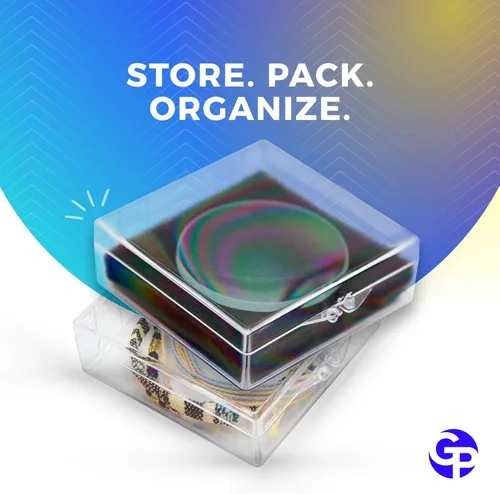 Vista 3 de Clear Hinged Caja de plástico 2 9/16" L x 2 9/16" W x 3/4" H – 20 piezas por pack