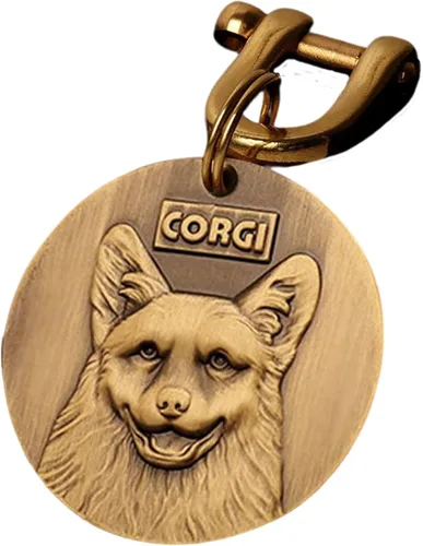 Vista 38 de Etiquetas de identificación para perros de latón macizo con grabado de letras, patrón de alivio 3D frontal, texto personalizado grabado láser