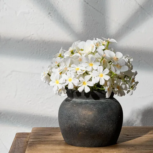 Vista 171 de SIDUCAL Florero decorativo de cerámica Florero rústico de 7.48 pulgadas para decoración del hogar, mesa, sala de estar, baño, escritorio de café