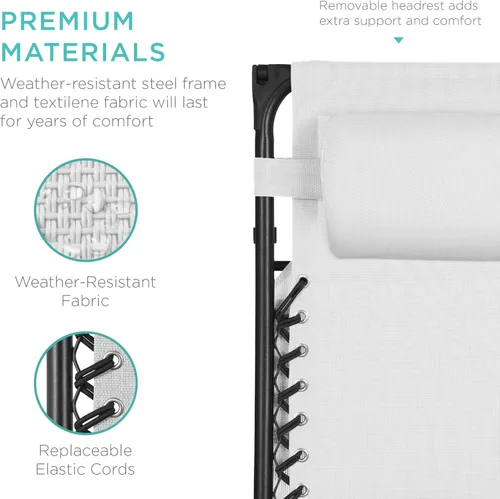 Vista 85 de Best Choice Products Silla reclinable plegable de gravedad cero para exteriores, de patio, para salón al aire libre, con toldo ajustable