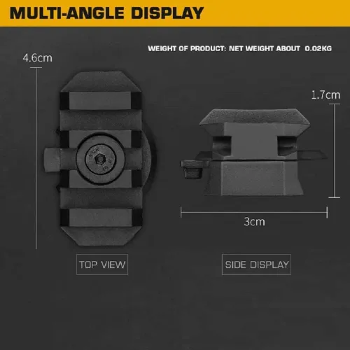 Vista 5 de Adaptador de montaje en riel lateral de 360 grados para casco de rotación de 360 grados, guía de arco ajustable para ranura Picany de 0.748 in