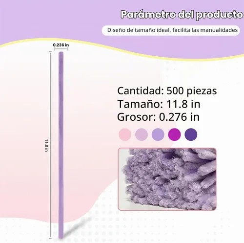 Vista 7 de 500 unidades de limpiapipas a granel, tallos de felpilla de 12 pulgadas en Morado