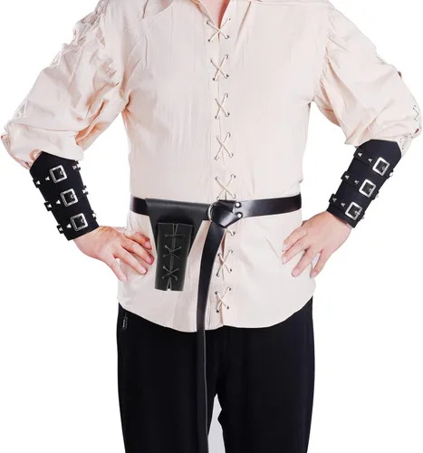 Vista 6 de Cinturón medieval renacentista con espada de daga y rana de cuero, funda de espada para Halloween, disfraz de guerrero vikingo, disfraz de caballero