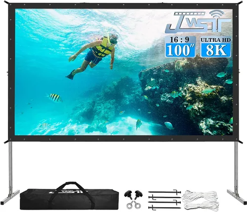 Vista 10 de Pantalla de proyección y soporte, pantalla de cine al aire libre de 80 pulgadas - Pantalla de proyección al aire libre de PVC de 3 capas mejorada