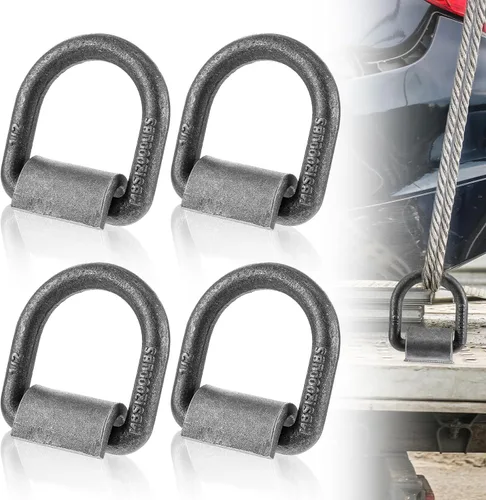 4 piezas de soldadura resistente de 12,000 libras en anillo en D forjado | Anillo en D de 1/2 pulgada con clip de soldadura para remolques y